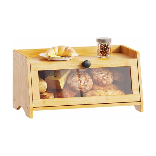 BAMBANG Bread Box for Kitchen Countertop, Bamboo Bread Box for Homemade Bread, Wooden Farmhouse Bread Storage