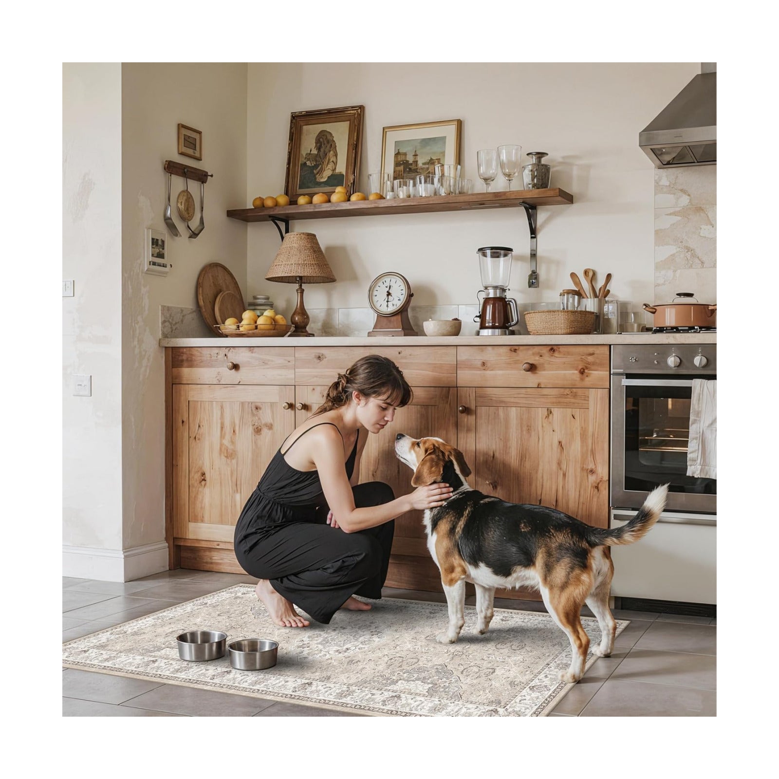 Washable 2x4 Entryway Area Rugs: Vintage Water Resistant Kitchen Rug Non-Slip Durable Doormat Ultra Soft Living Room
