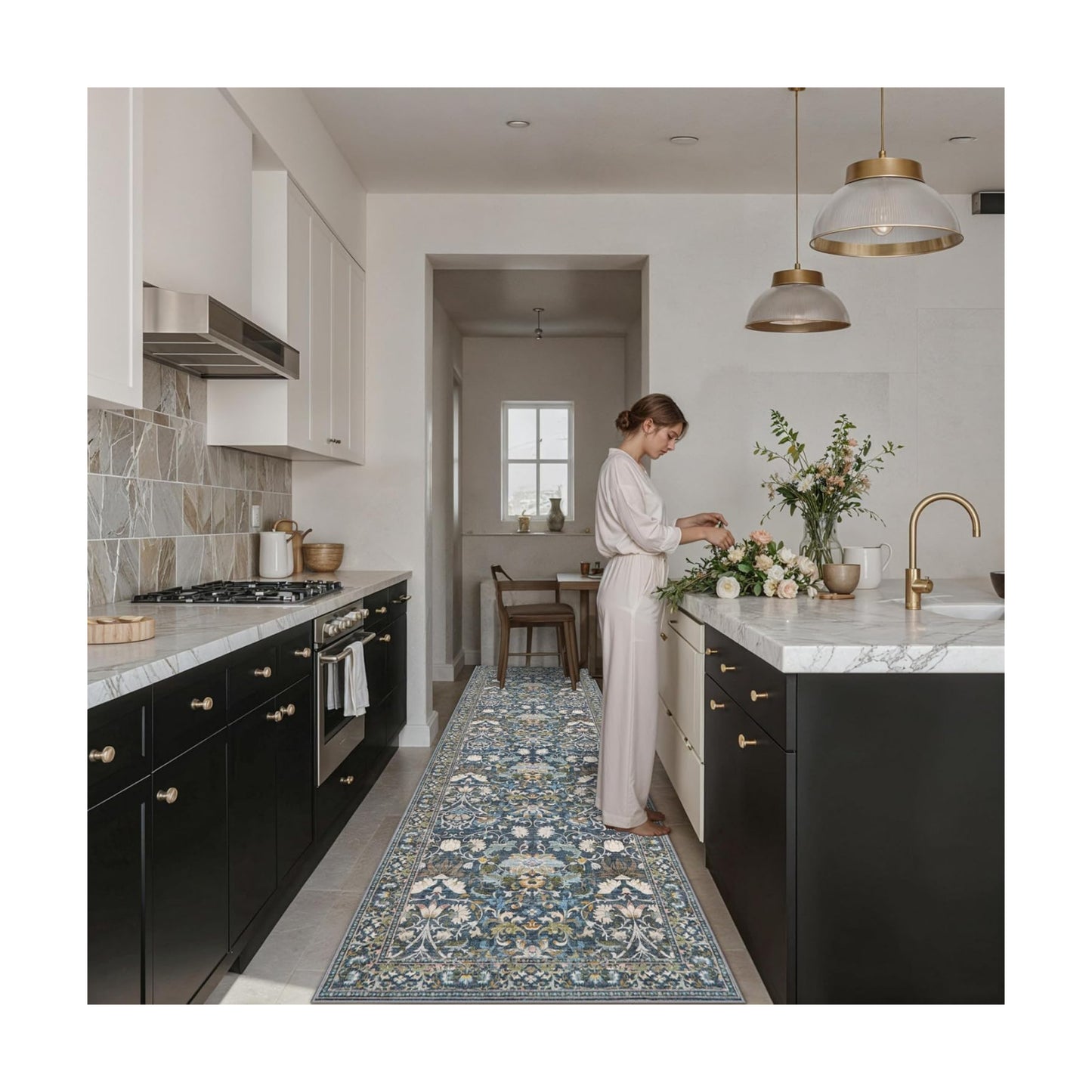 Hallway 3x10 Washable Runner Rug: Kitchen Rugs Entryway Area Rugs Vintage Soft Floor Mat Non Slip Indoor Farmhouse
