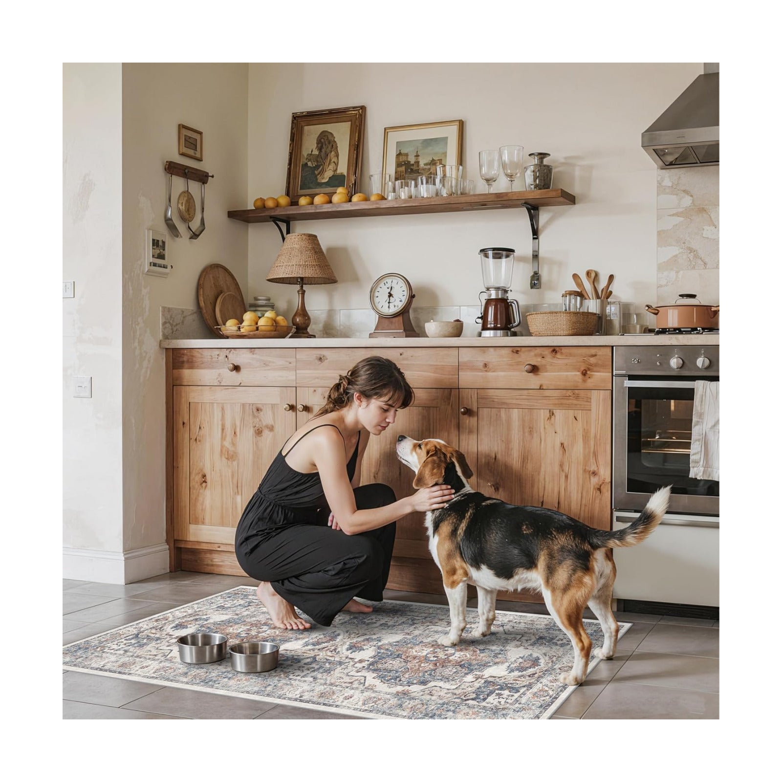 2x4 Washable Kitchen Runner Rug: Vintage Non-Slip Low Pile Entryway Area Rugs Thin Light Weight Carpet for Nursery