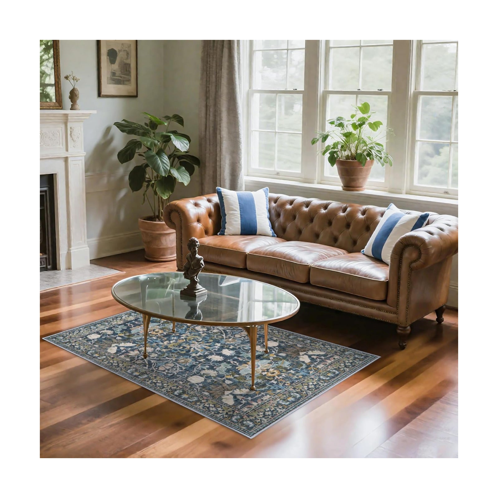 4x6 Living Room Area Rugs: Washable Boho Bedside Rugs Non Slip Low Pile Floral Small Carpet for Kitchen Bedroom