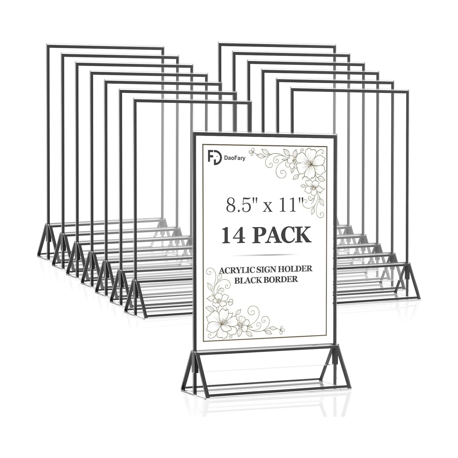 Acrylic Sign Holder / 8.5 x 11 / Black Inch / Set of 14