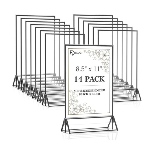 Acrylic Sign Holder / 8.5 x 11 / Black Inch / Set of 14