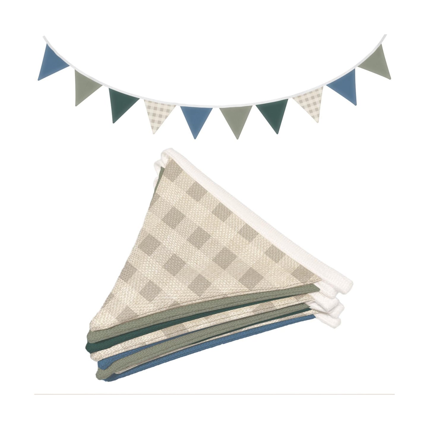 Garland Triangle Banners Blue Grey / 02-vintage Blue Green Grey Checkered / 11 Inch