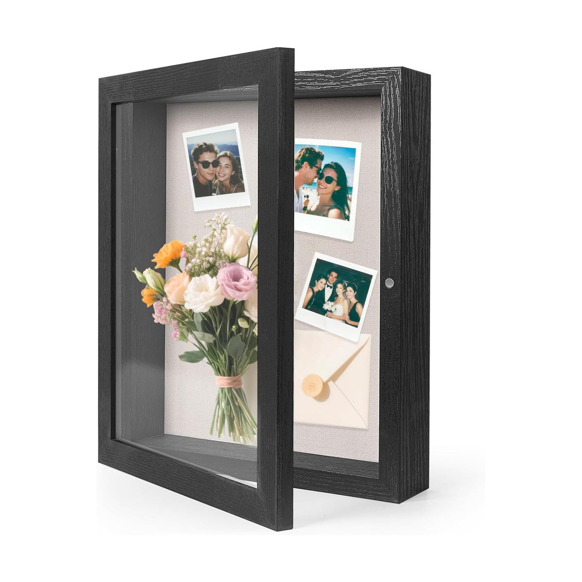 HOUSE DAY 11x14 Deep Shadow Box Frame with Linen Back, Pins, Black | 2.4 in Usable Depth for Pet, Baby Keepsakes