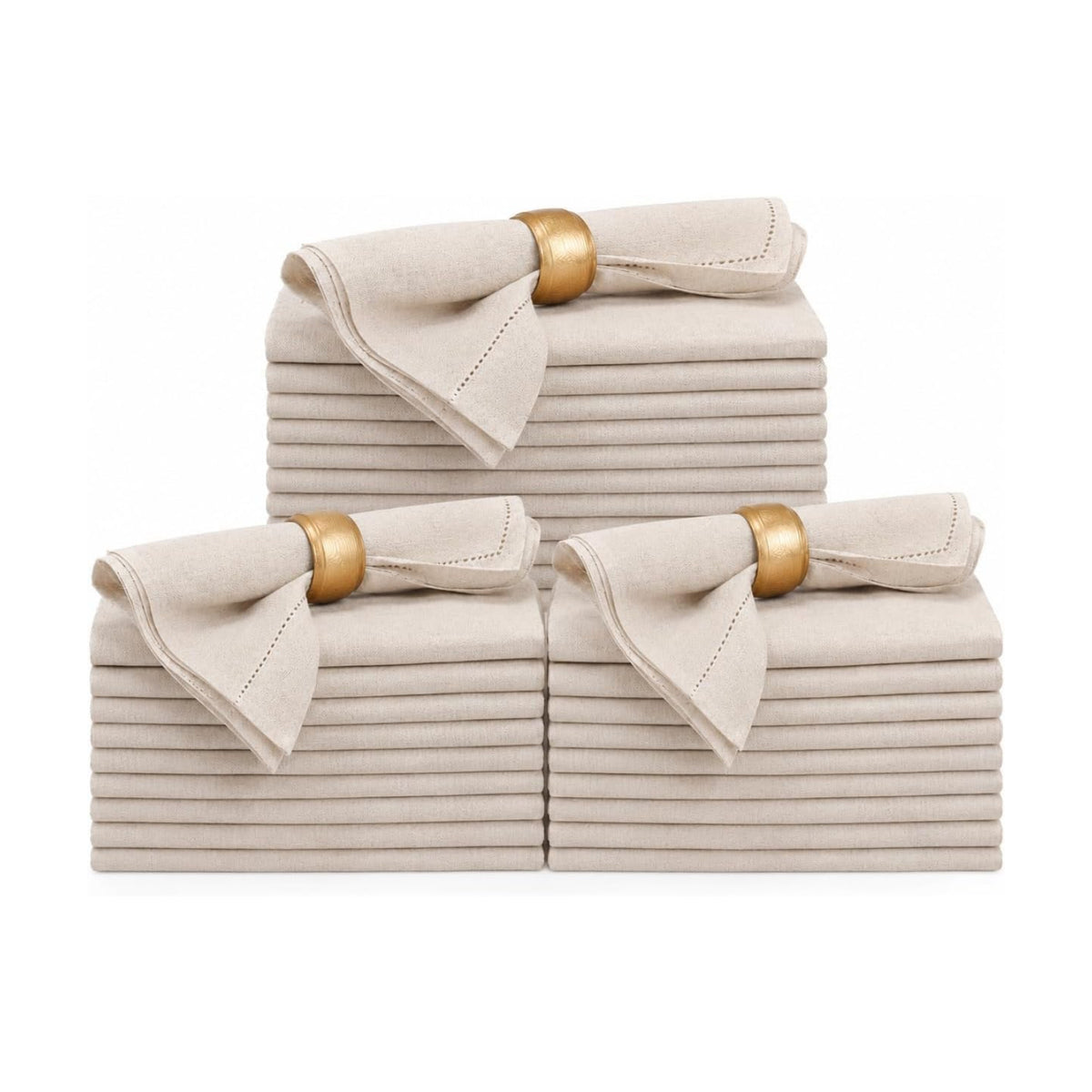 Bedding Craft Linen Cloth Dinner Napkins, 18x18, Set of 72 | Flax cotton blend, hemstitched mitered corners, 6-dozen