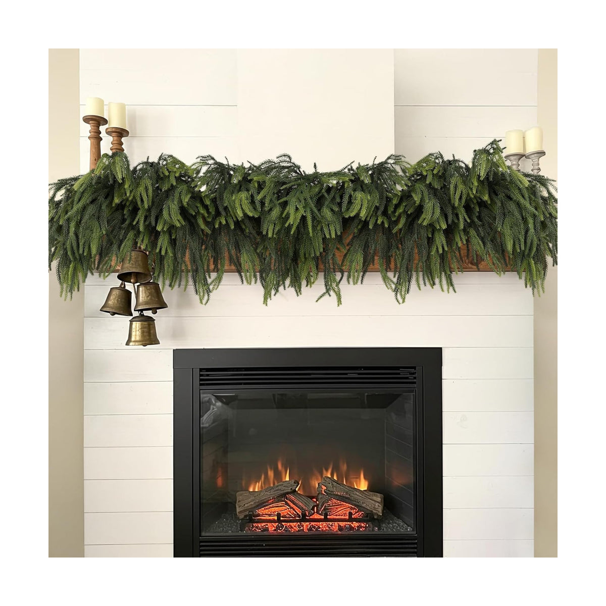 36Pcs Christmas Norfolk Pine Stems, Real Touch Branches, Greenery Picks