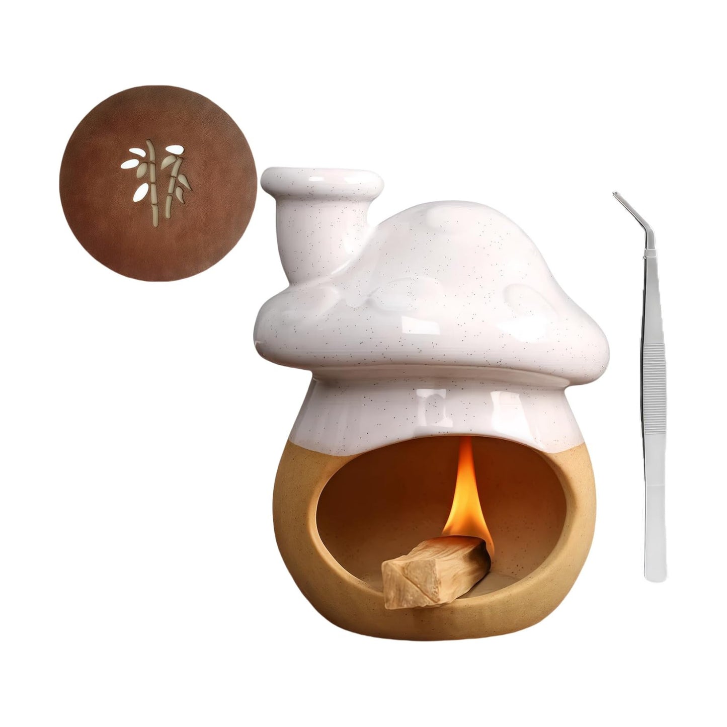 Ceramic Palo Santo Holder / Yellowish-white