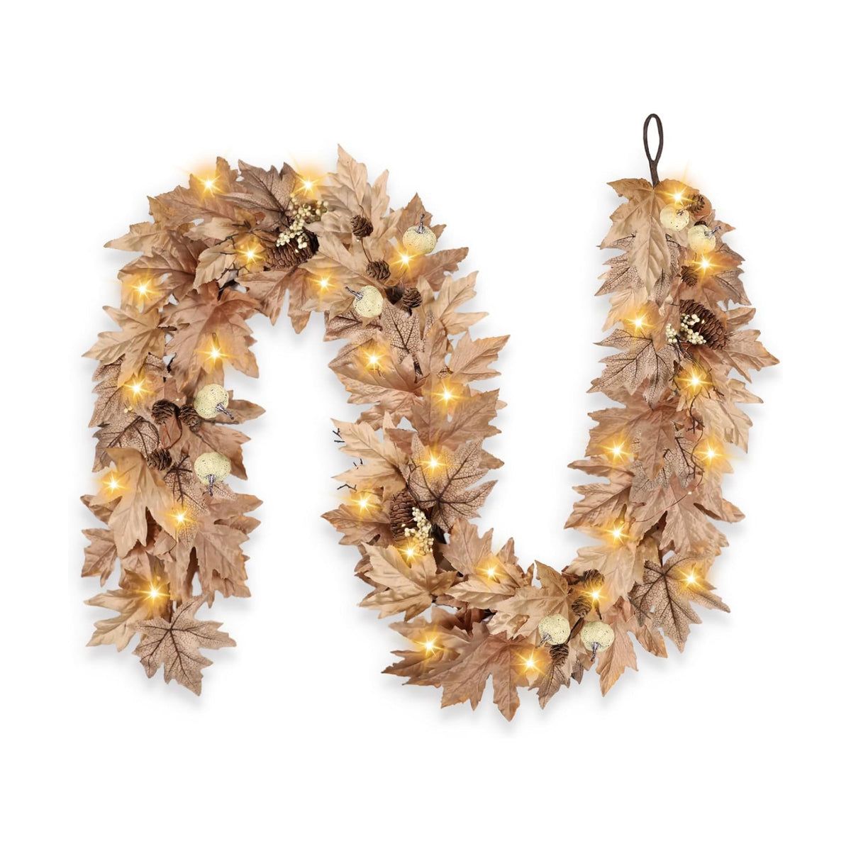 9 FT Lighted Fall Garland with Lights Autumn Automatic ON/Off Timer
