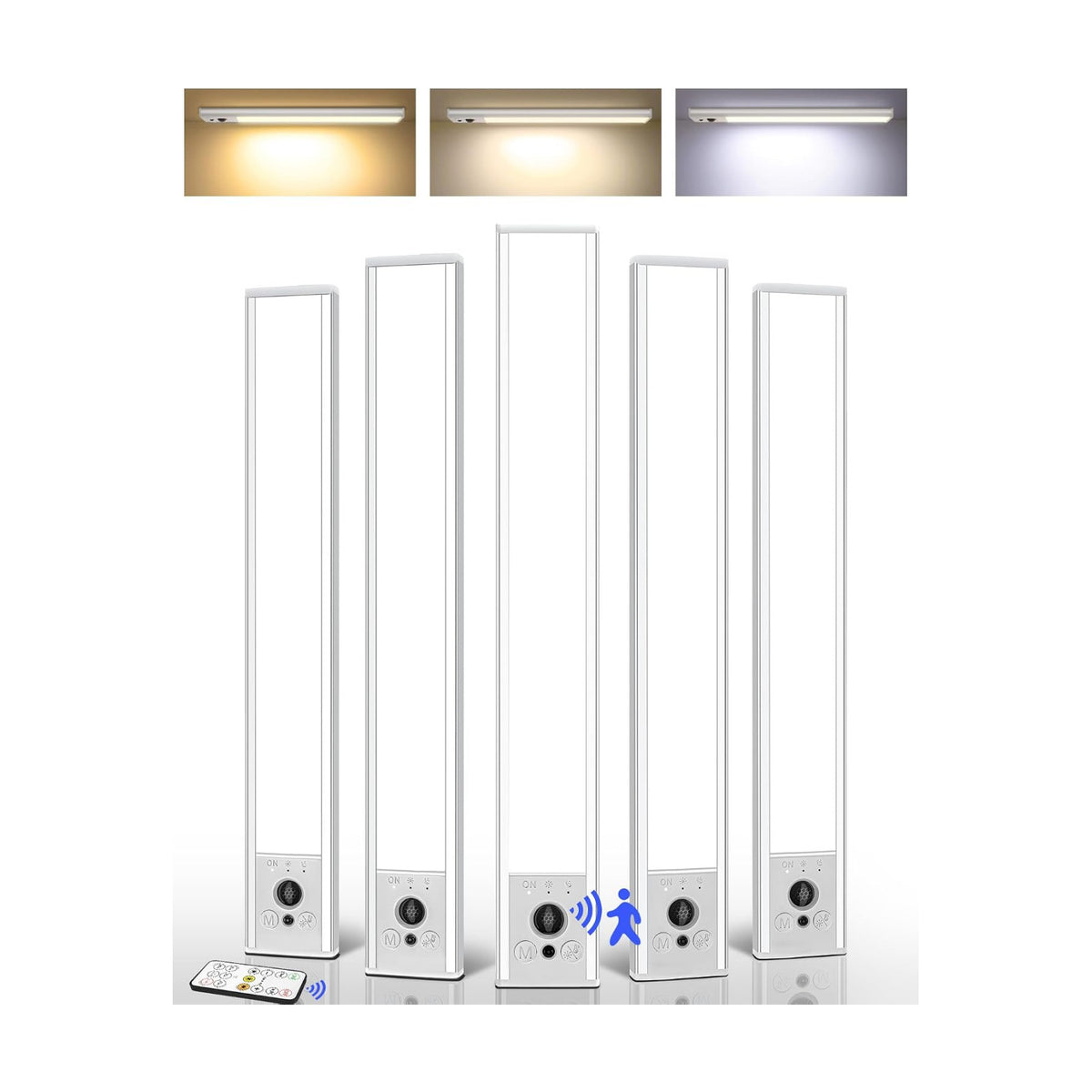 EZVALO 5-Pack Under Cabinet Lighting, 4000mAh Rechargeable Motion Sensor Light, 16.5inch Magnetic Closet Lights with