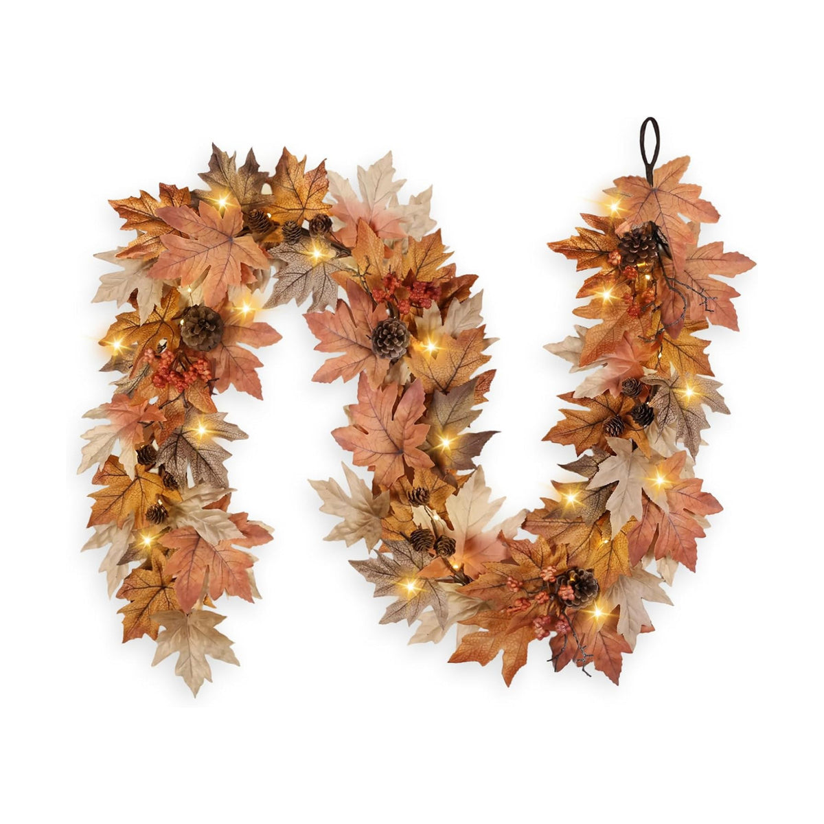 9 FT Lighted Fall Garland with Lights Autumn Automatic ON/Off Timer