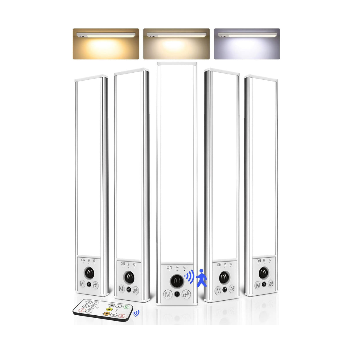 EZVALO 5-Pack 10inch Under Cabinet Lighting, 2400mAh Rechargeable Motion Sensor Light, Magnetic Closet Lights with