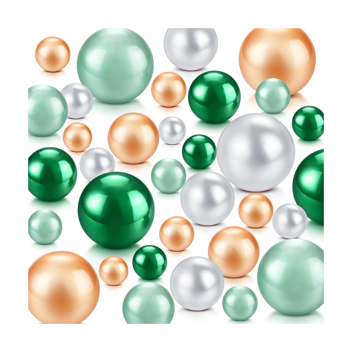 Junkin 300 Pcs Faux Pearl Vase Filler No Hole Beads, Green White Yellow