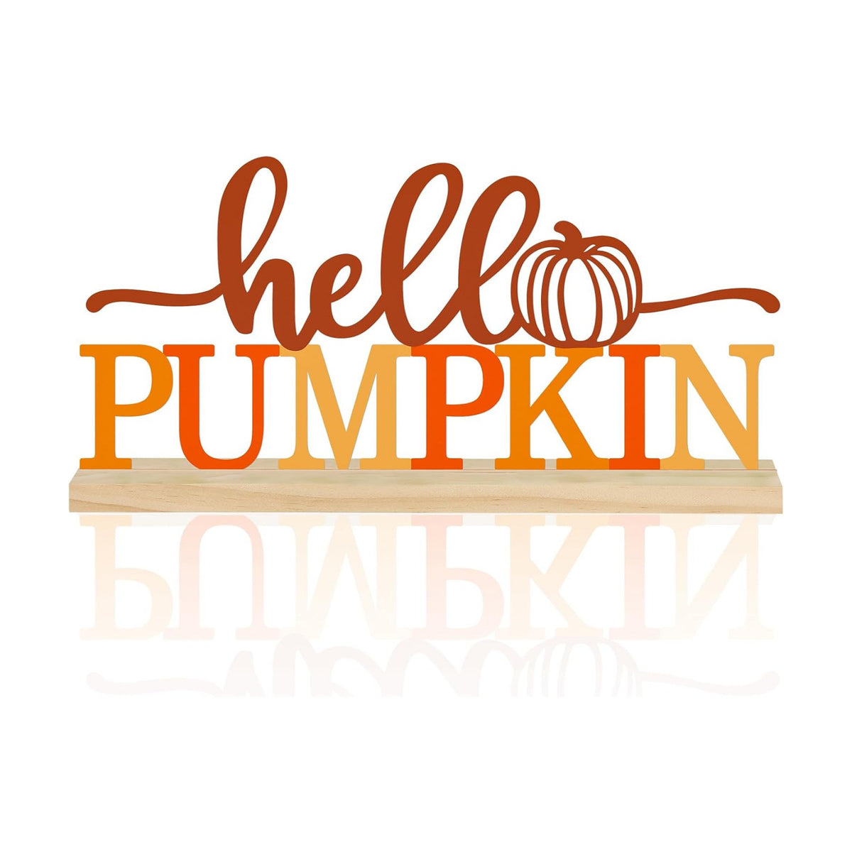 Metal Hello Pumpkin Sign Decorations for Home Party Shelf Mantel