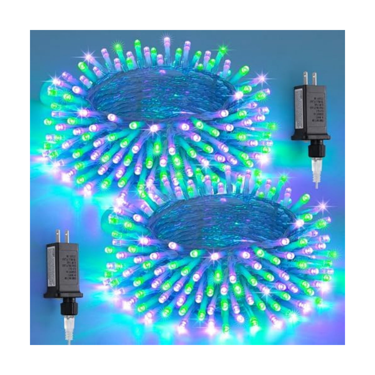 JMEXSUSS 2 Pack Purple and Green Halloween Lights, Total 200 LED 8 Modes Halloween String Lights Plug in, Each 33ft Connectable Christmas Lights Indoor Outdoor for Tree Porch Fireplace Decor