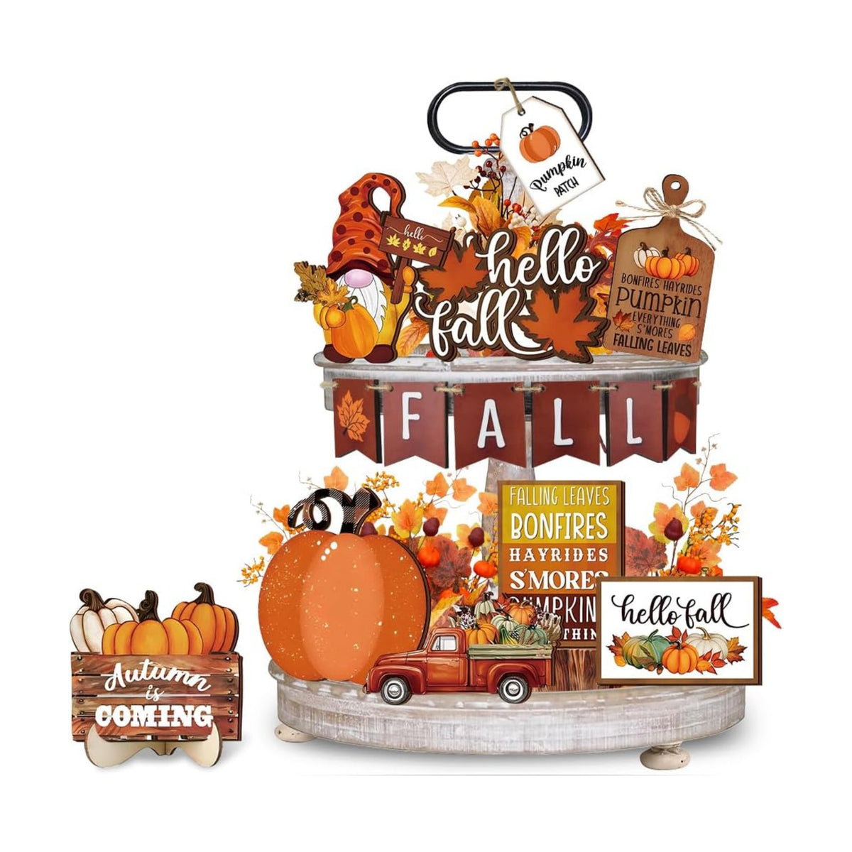 Quimoy 19 Pcs Fall Tiered Tray Decor