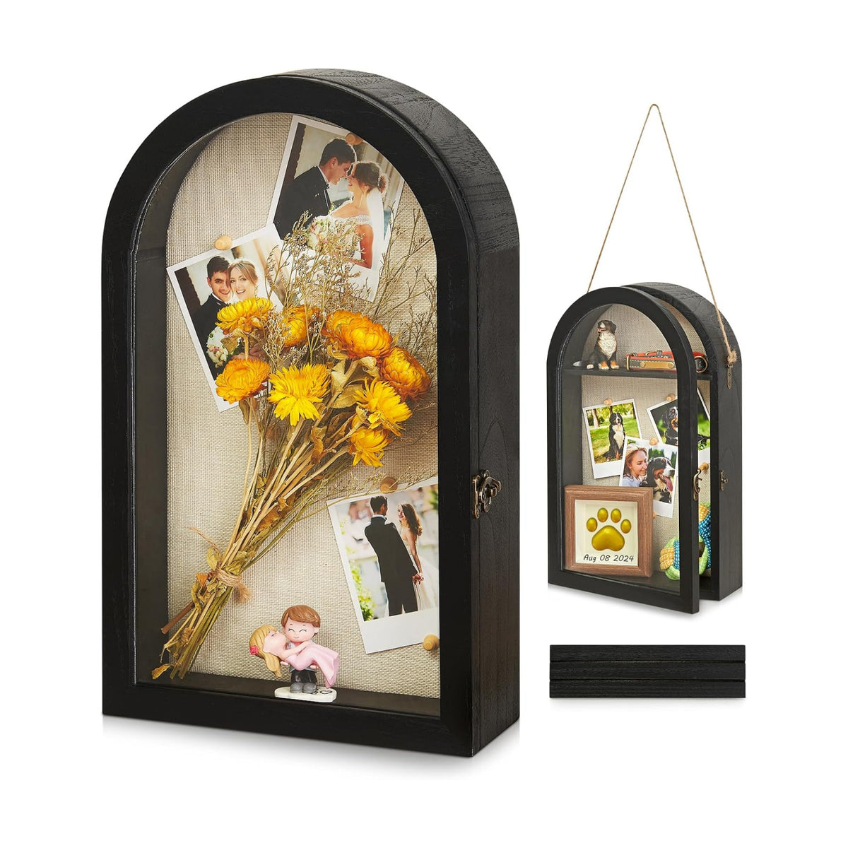 DGWJSU Shadow Box Frame 10x16 Large Shadow Boxes Display Cases with Linen Back and Removable Shelves, Picture Frame