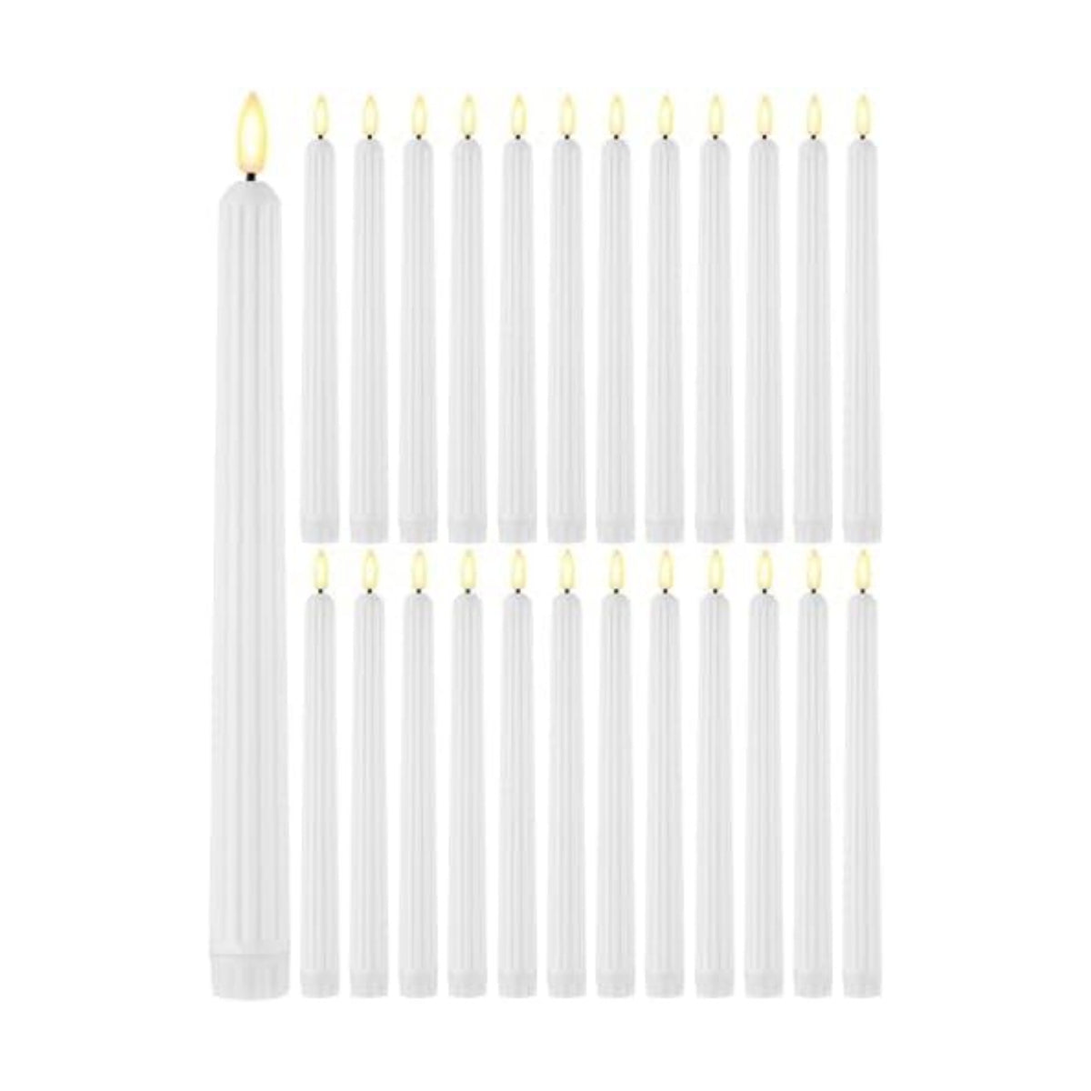 Treela Battery Operated LED Taper Candles,Roman Column,11 Inch,White