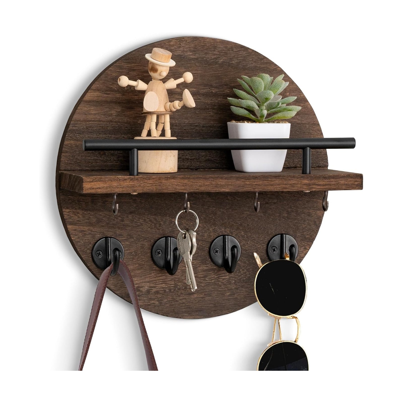 8 Key Hooks / Brown / 10.2 Inch