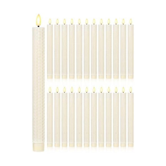 Treela Battery Operated LED Taper Candles,Honeycomb,10 Inch,Ivory