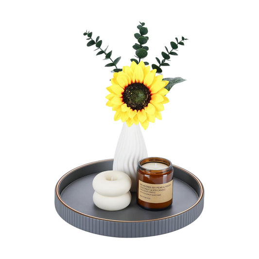 12" Round Coffee Table Tray / Gray