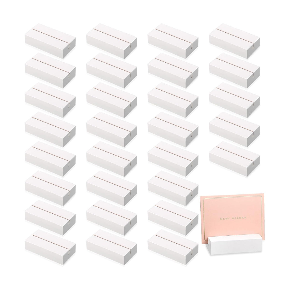 Blosssound 24 Pcs Wood Place Card Holders,3 x 1.6 x 0.8 Inches,White | Table Number Stands Wedding Party Events, Name