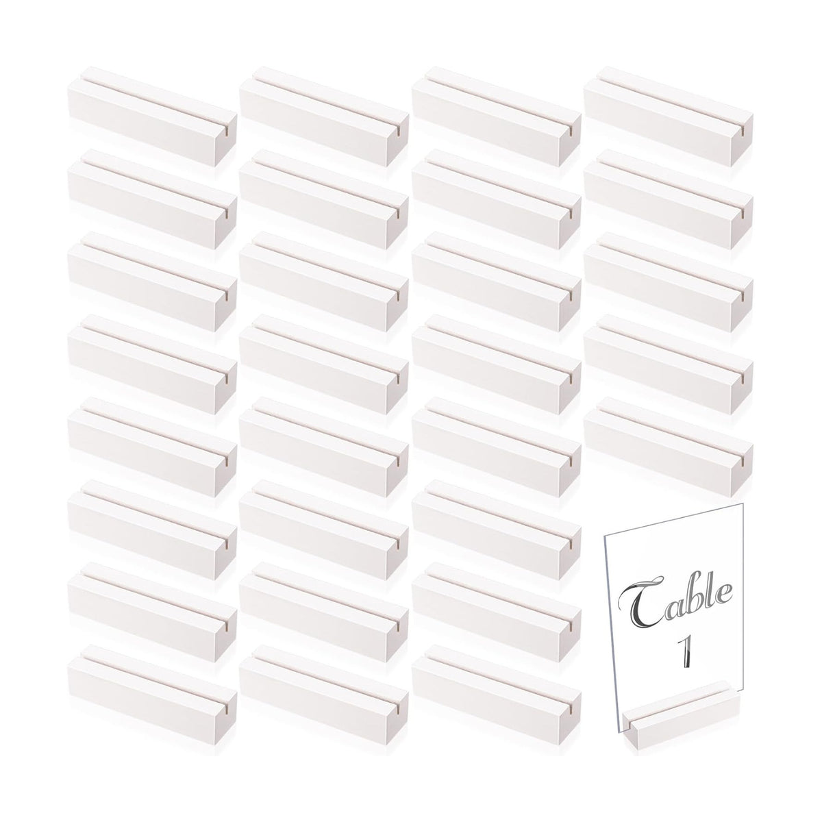 Blosssound 24 Pcs Wood Place Card Holders,4.61 x 1.1 x 1 Inches,White | Table Number Stands Wedding Party Events, Name