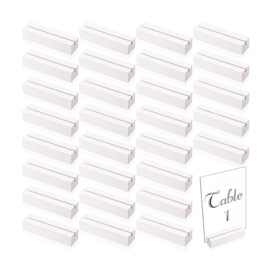 Blosssound 24 Pcs Wood Place Card Holders,4.61 x 1.1 x 1 Inches,White | Table Number Stands Wedding Party Events, Name