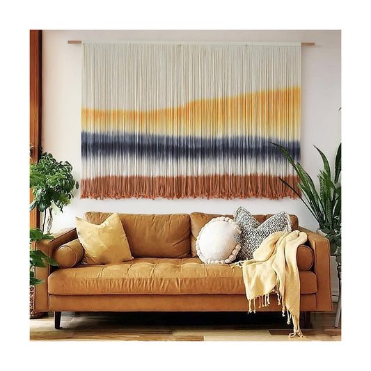 Macrame Wall Hanging Extra Large Dip-Dyed Coastal Tapestry Boho Wall Decor / Yellow1