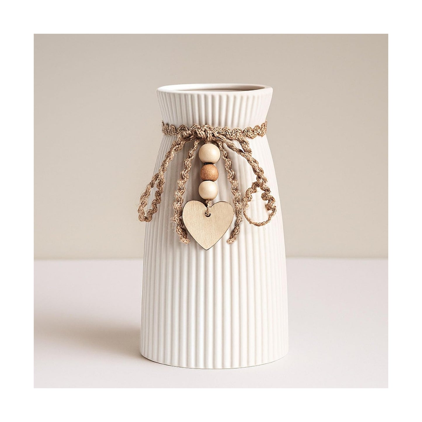 Ceramic Vase / 6.3" Tall Small Flower Vase for Pampas Grass / White