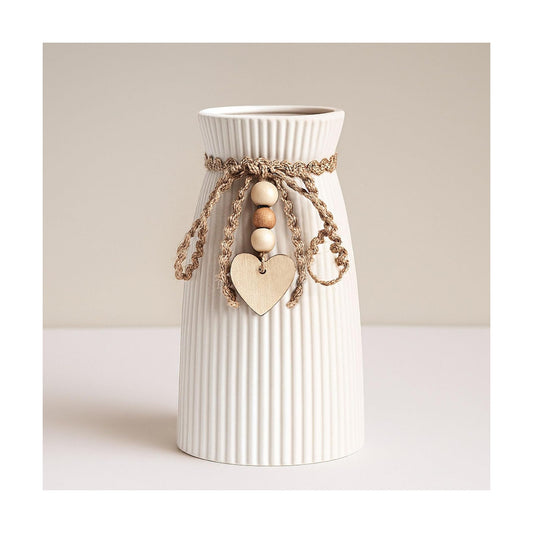 Ceramic Vase / 6.3" Tall Small Flower Vase for Pampas Grass / White