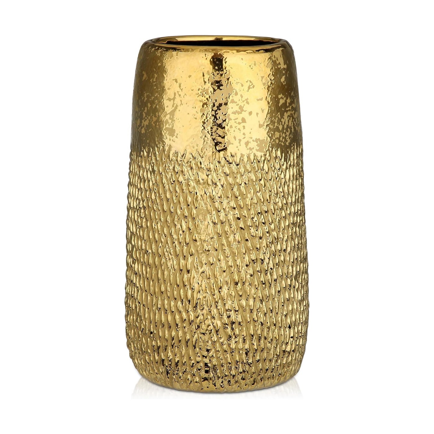 10.2" Ceramic Flower Vintage Vase / Gold