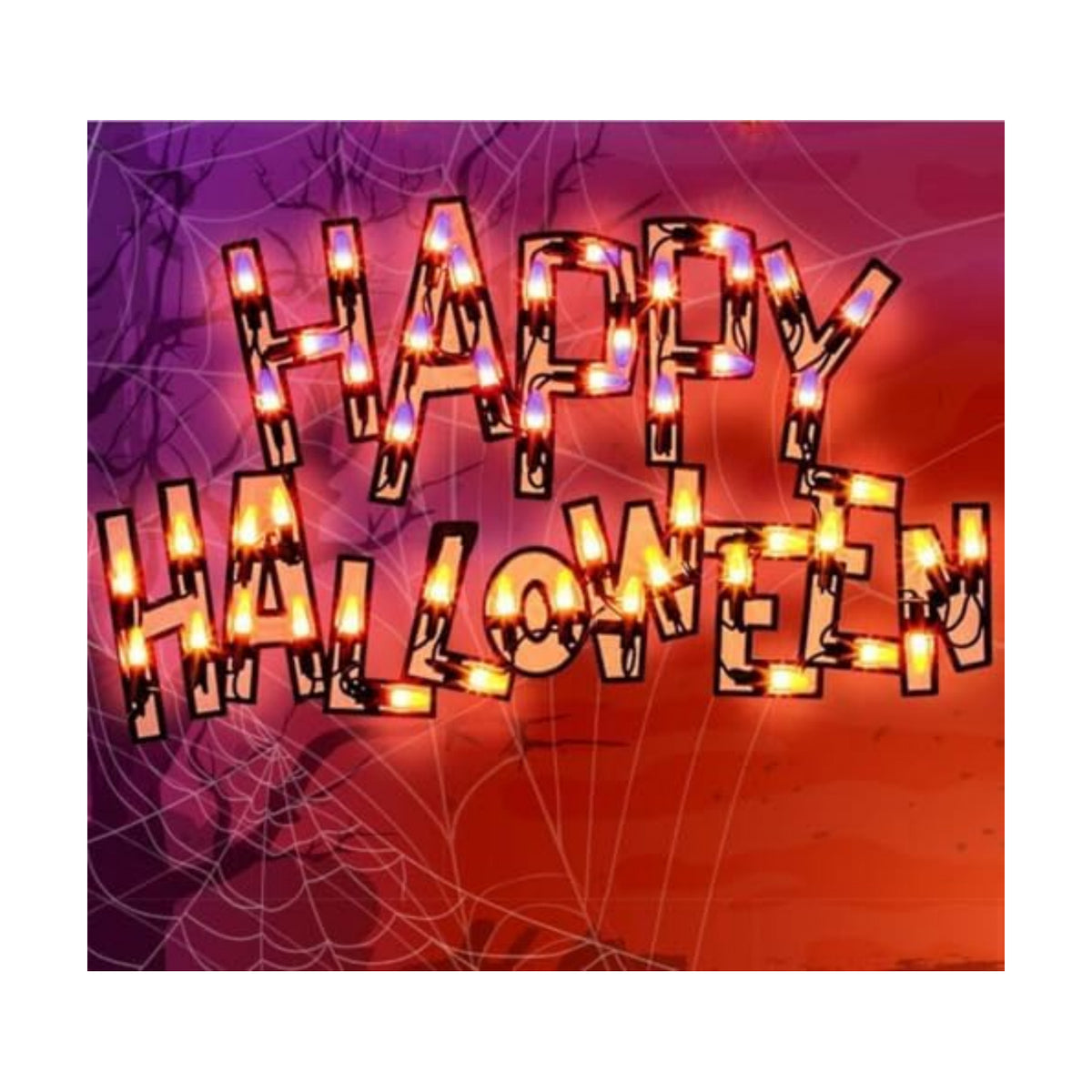 LAMPHOME 16'' Decorations Window Silhouette, Light Up Window Lights, Lighted Happy Halloween for Party Home Tabletop Ornaments