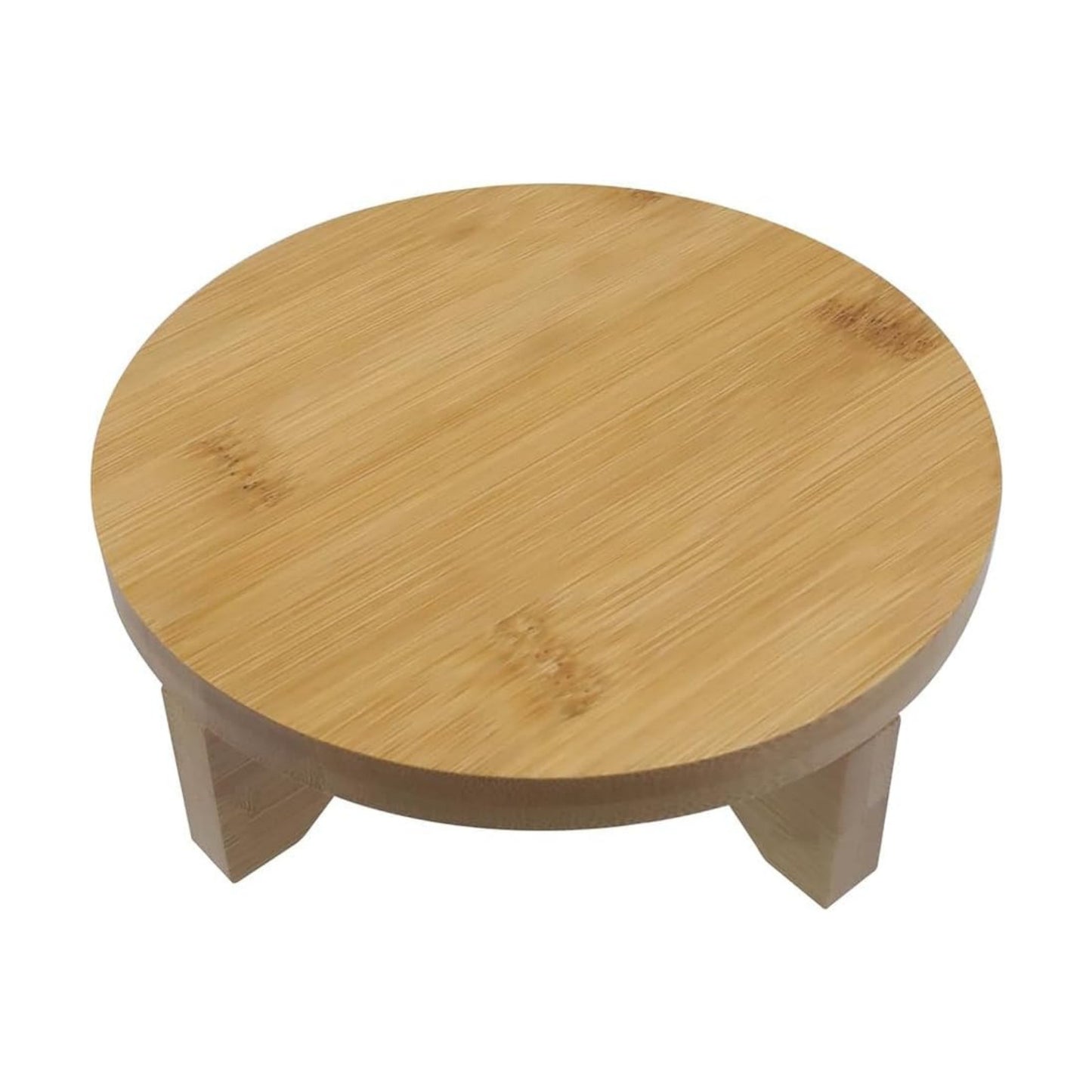 Short Round Wooden Plant Stand Indoor Desktop Flower Pedestal Stand Wood Decor Risers / 6 Inch