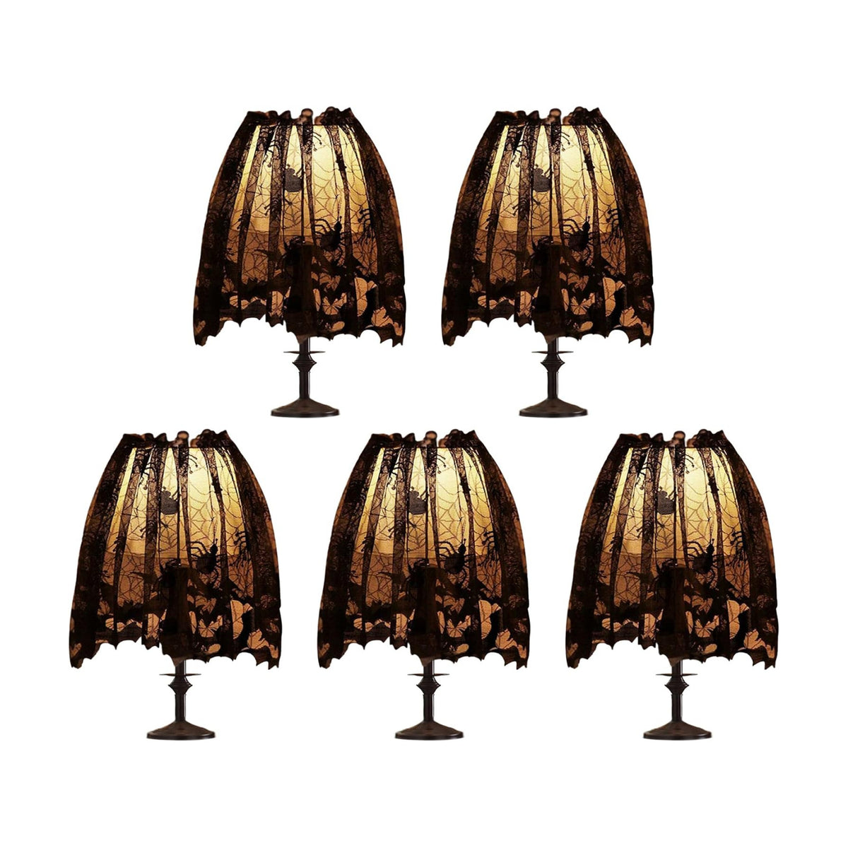 5Pcs Halloween Lamp Shade Cover Halloween Decorations Indoor, Black Spider web Lampshades Cover Topper Scarf for Festive Home Haunted House Mantle Decor, Large 20 X 60 Inch Spiderweb Lamp Shade Cover