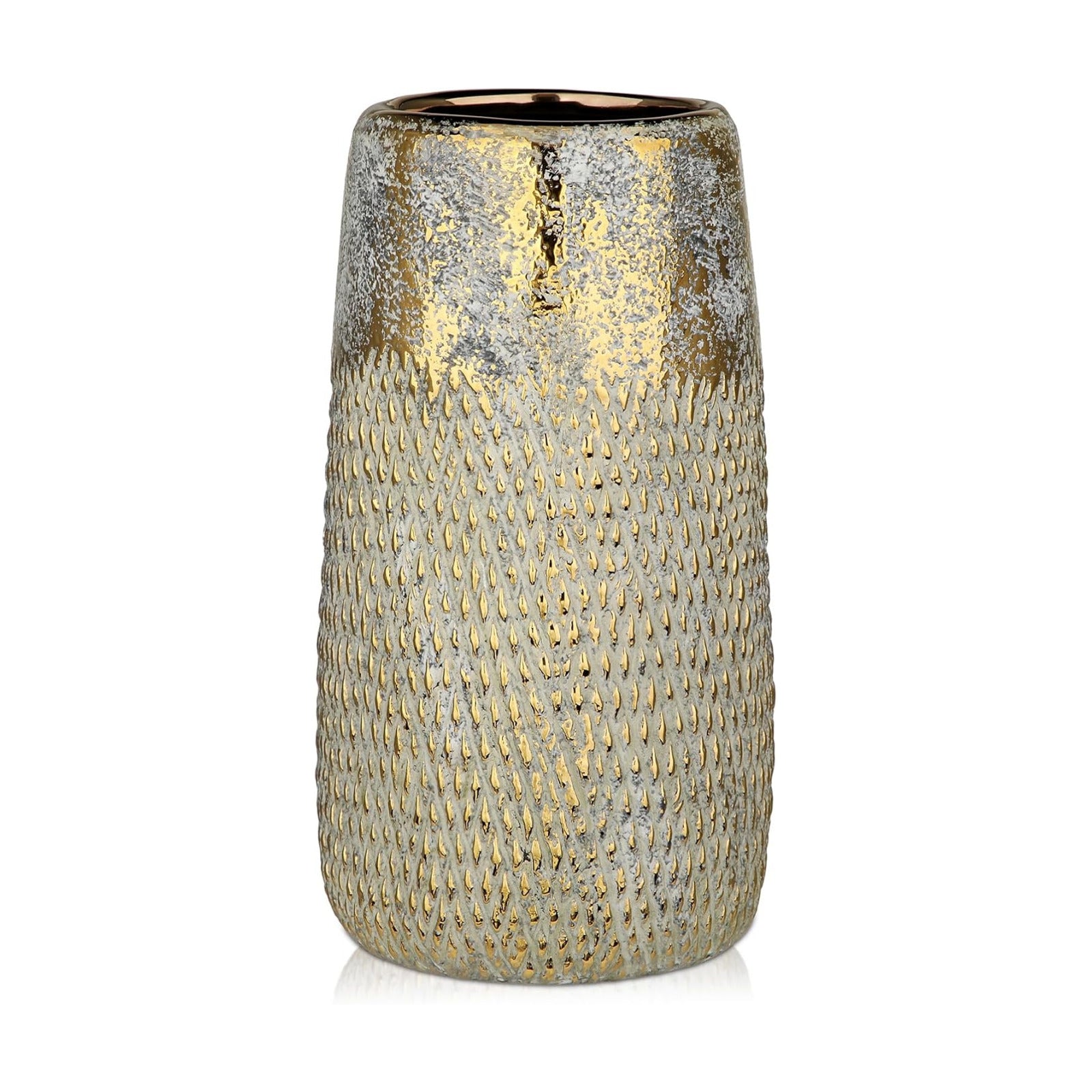 10.2" Ceramic Flower Vintage Vase / White&gold