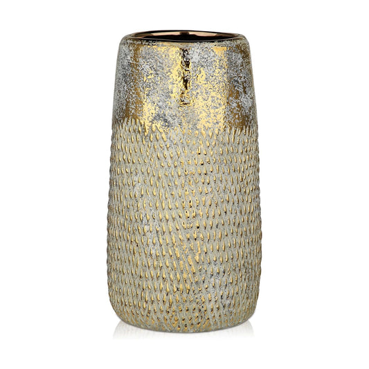 10.2" Ceramic Flower Vintage Vase / White&gold