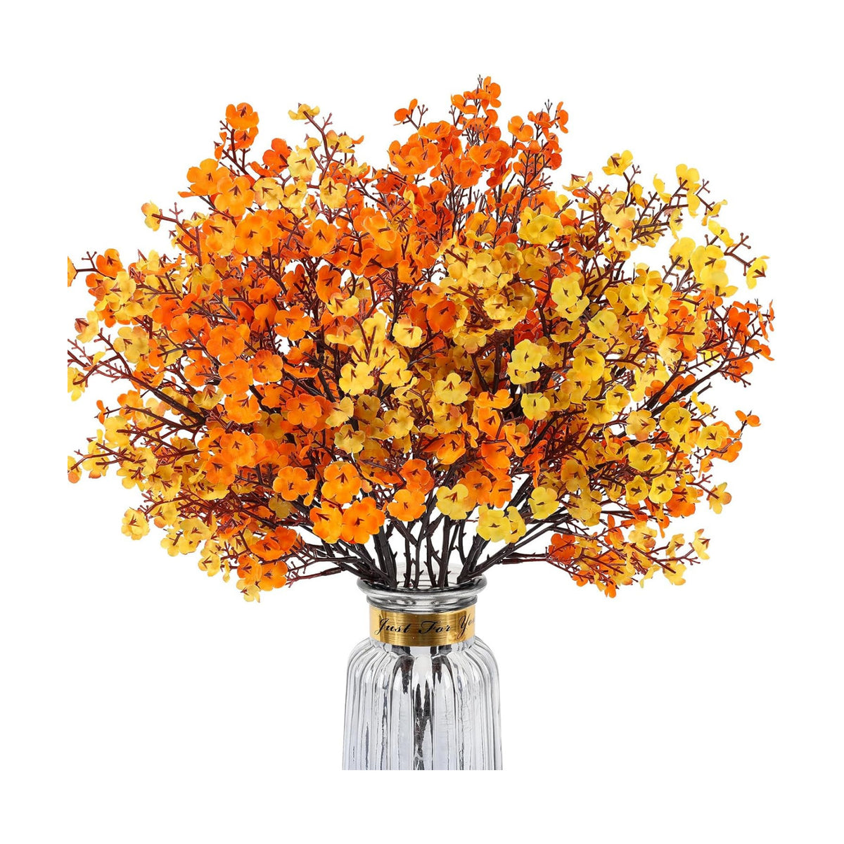 8Pcs Artificial Fall Flowers Real Touch Flowers Decorations,Orange Yellow