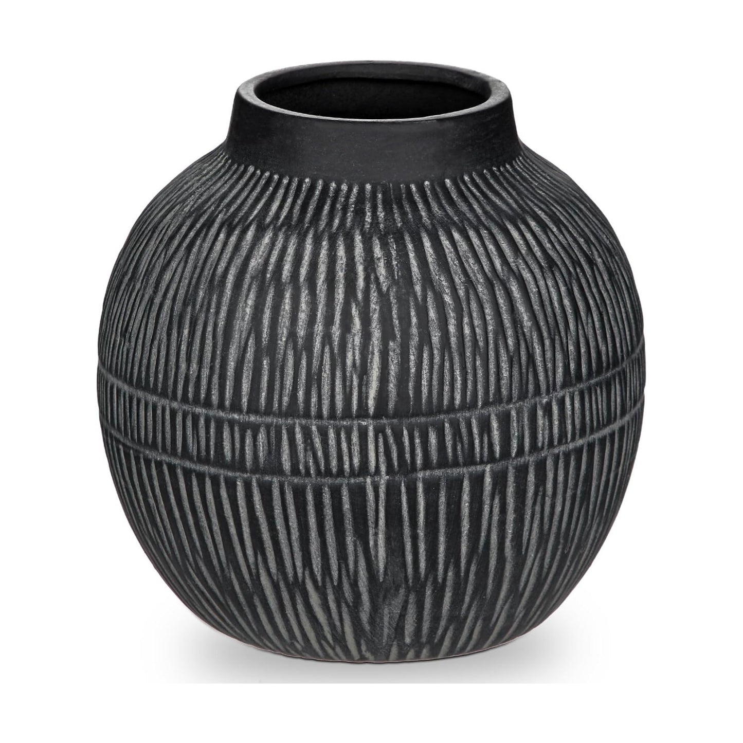 7" Short Rustic Vase / 7" Dark Grey