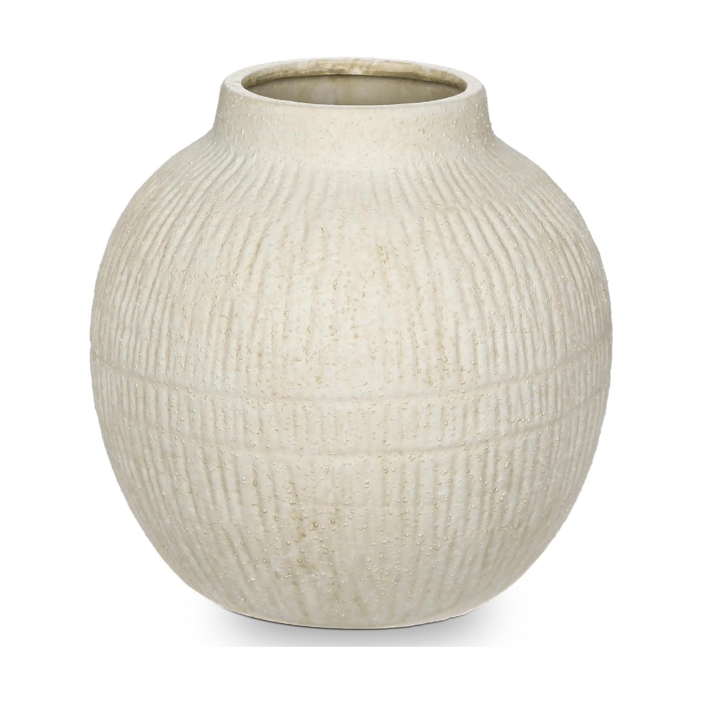 Wide Ceramic Vase for Cafe Centerpiece / 7" Cream White