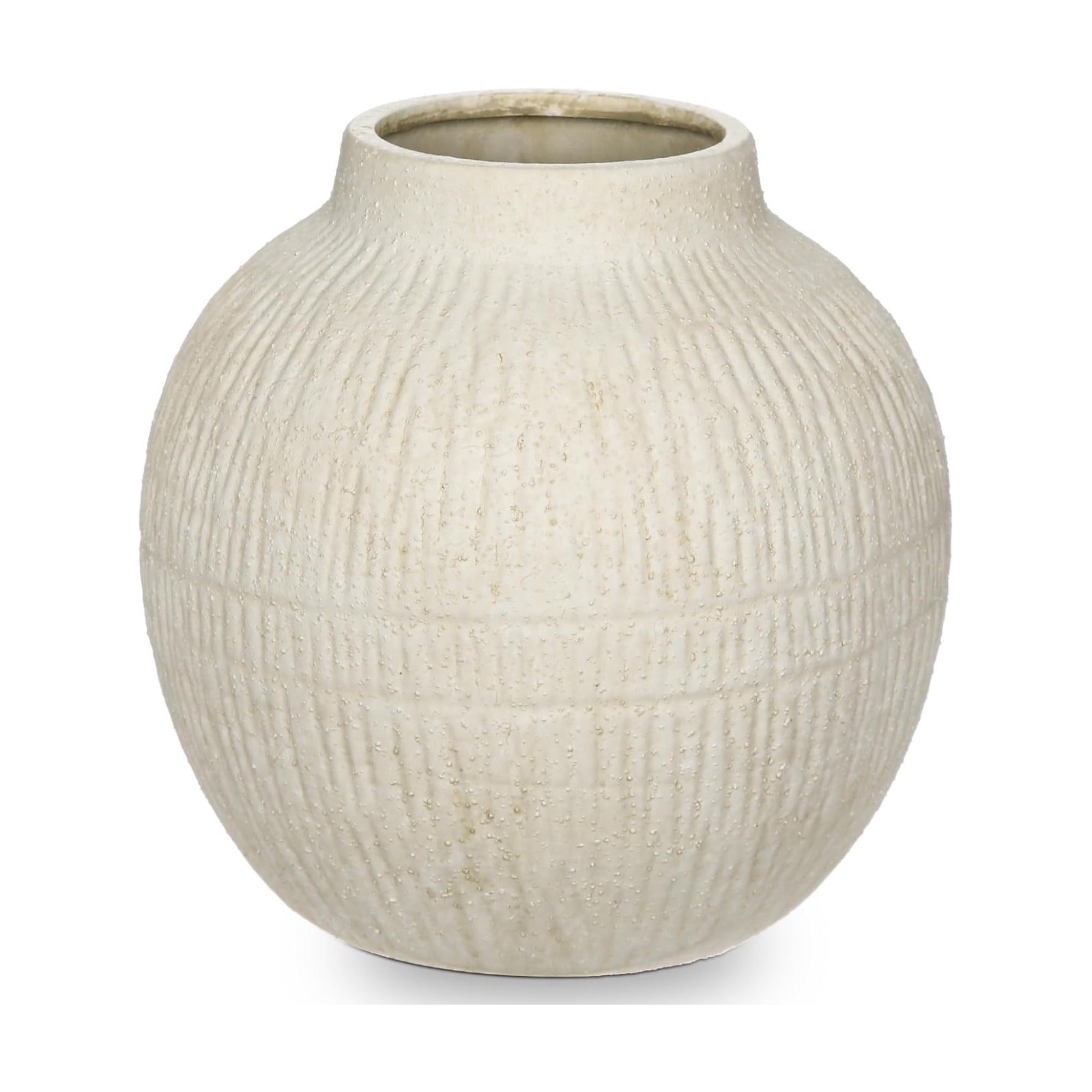 Wide Ceramic Vase for Cafe Centerpiece / 7" Cream White