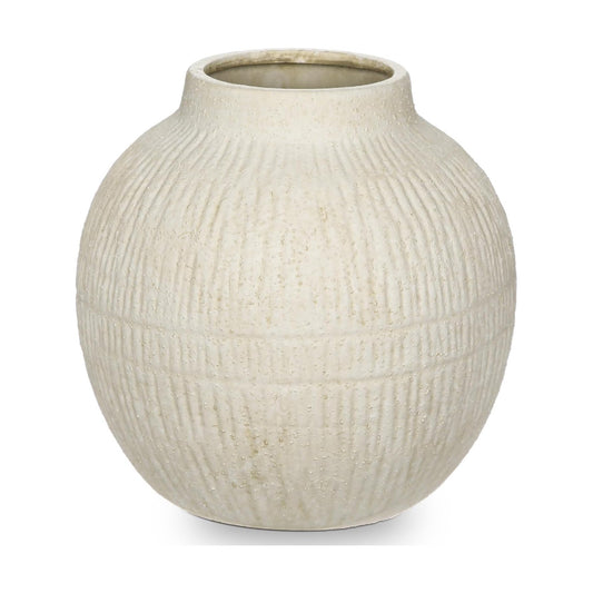 Wide Ceramic Vase for Cafe Centerpiece / 7" Cream White