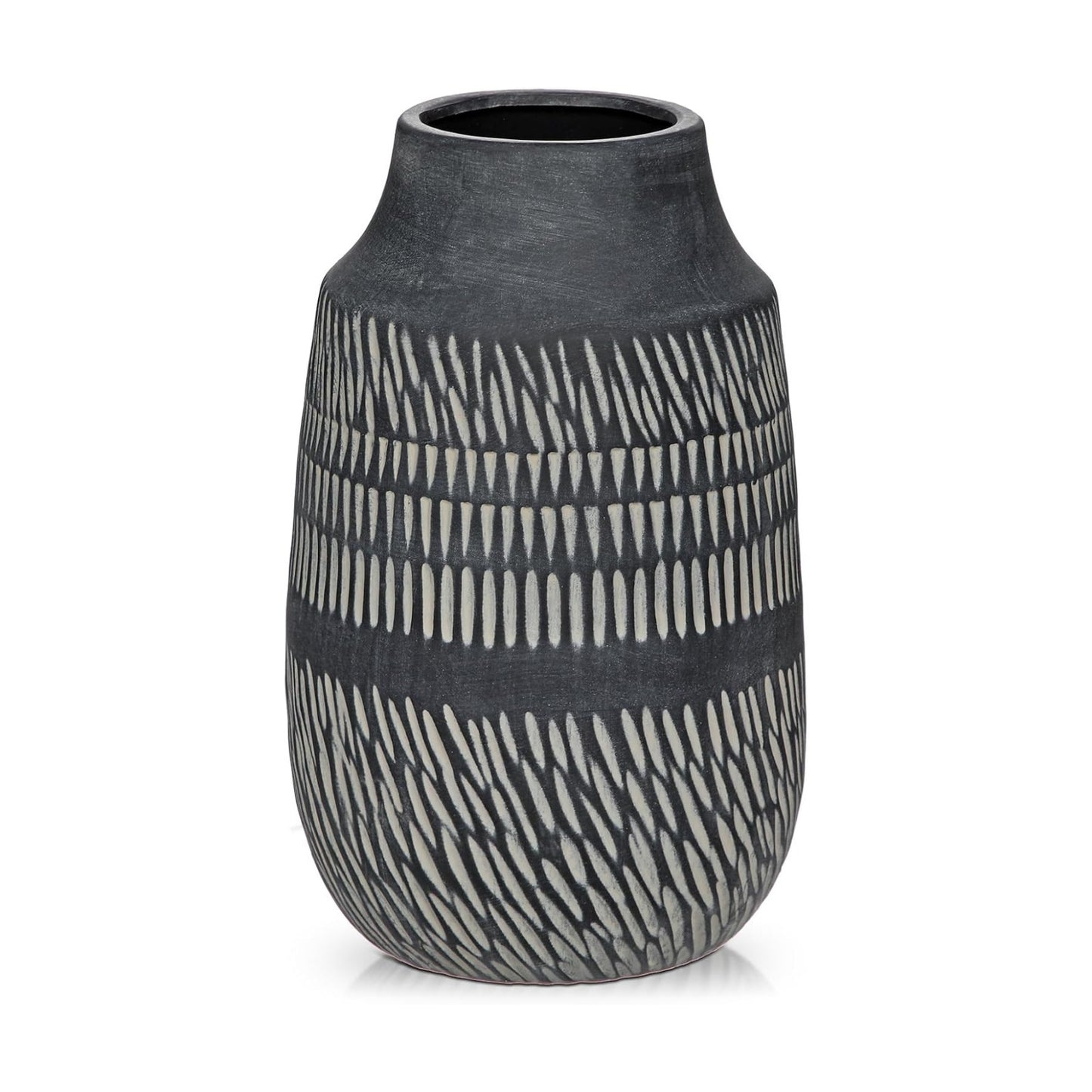 Rustic Ceramic Vase / 9" Dark Grey