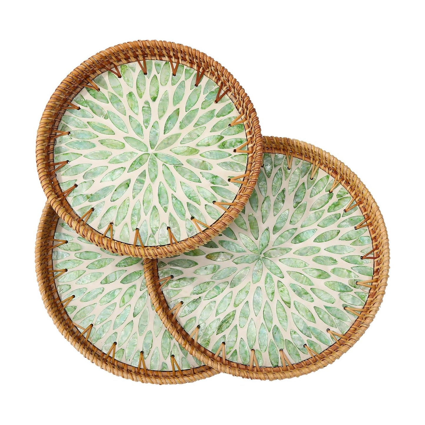 Round Rattan Tray / Set of 3