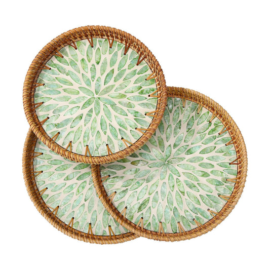Round Rattan Tray / Set of 3