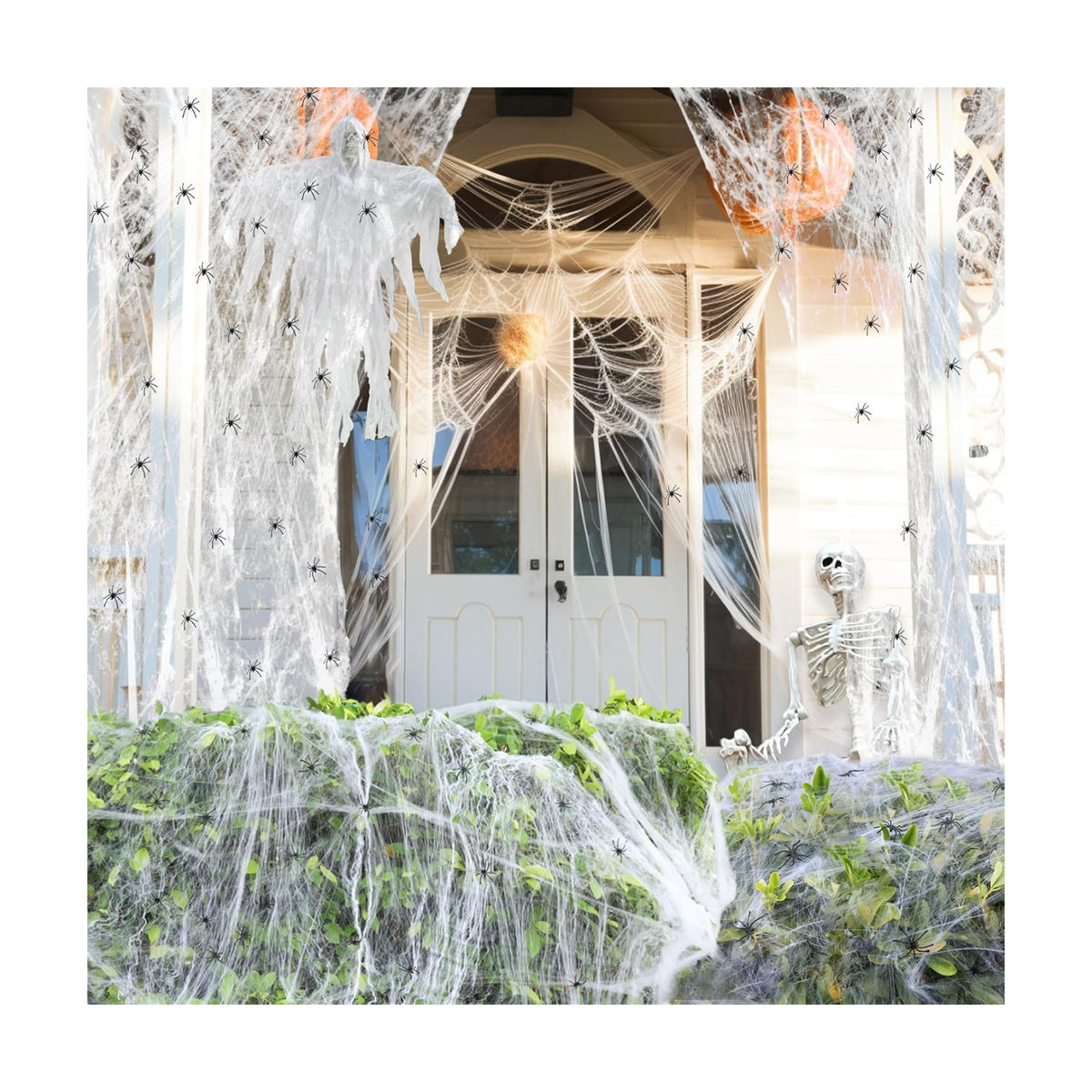 1400 sqft Halloween Spider Webs Decorations + 150 Extra Fake Spiders