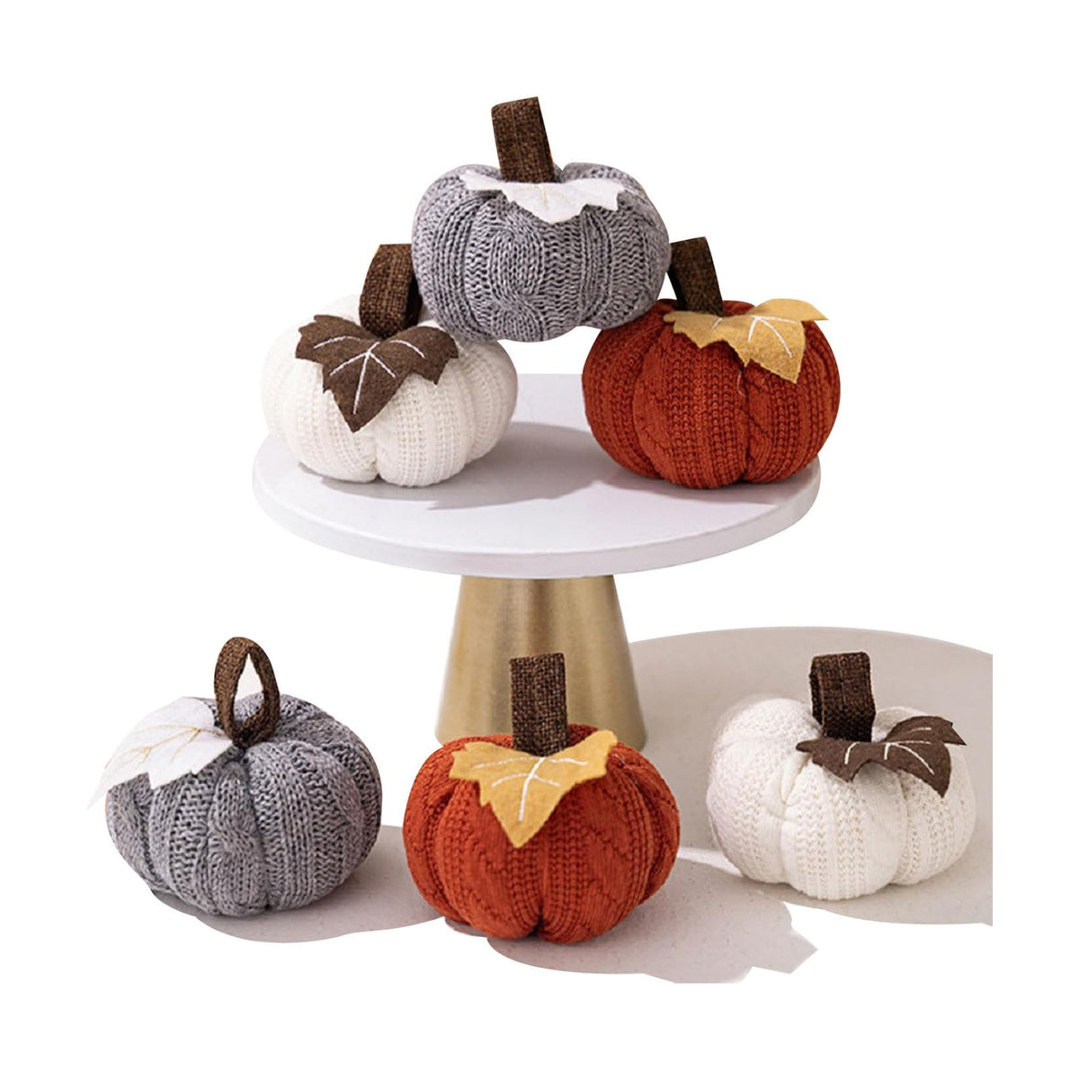 6Pcs Knitted Pumpkin Decor Set, Small Fall Hanging Ornaments for Home