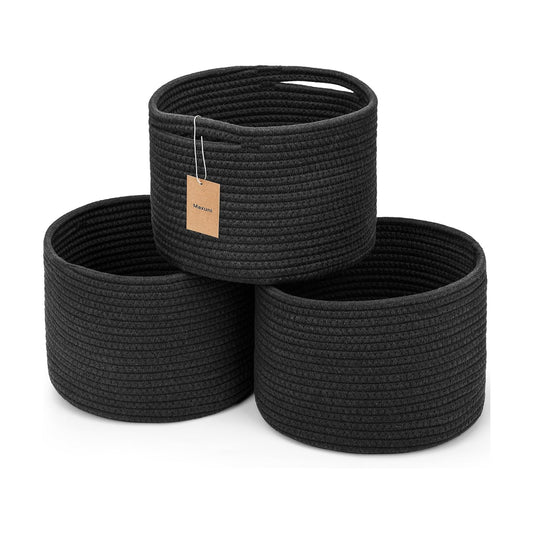 Round Woven Basket / Black / Set of 3