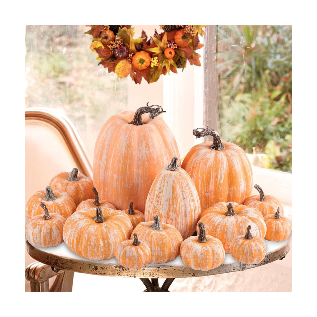 Ywlake 16 Pcs Artificial Pumpkins Fall Decorations, Fake Terracotta Pumpkin for Autumn Harvest Halloween Thanksgiving Faux Pumpkins Home Table Decor (Terracotta)