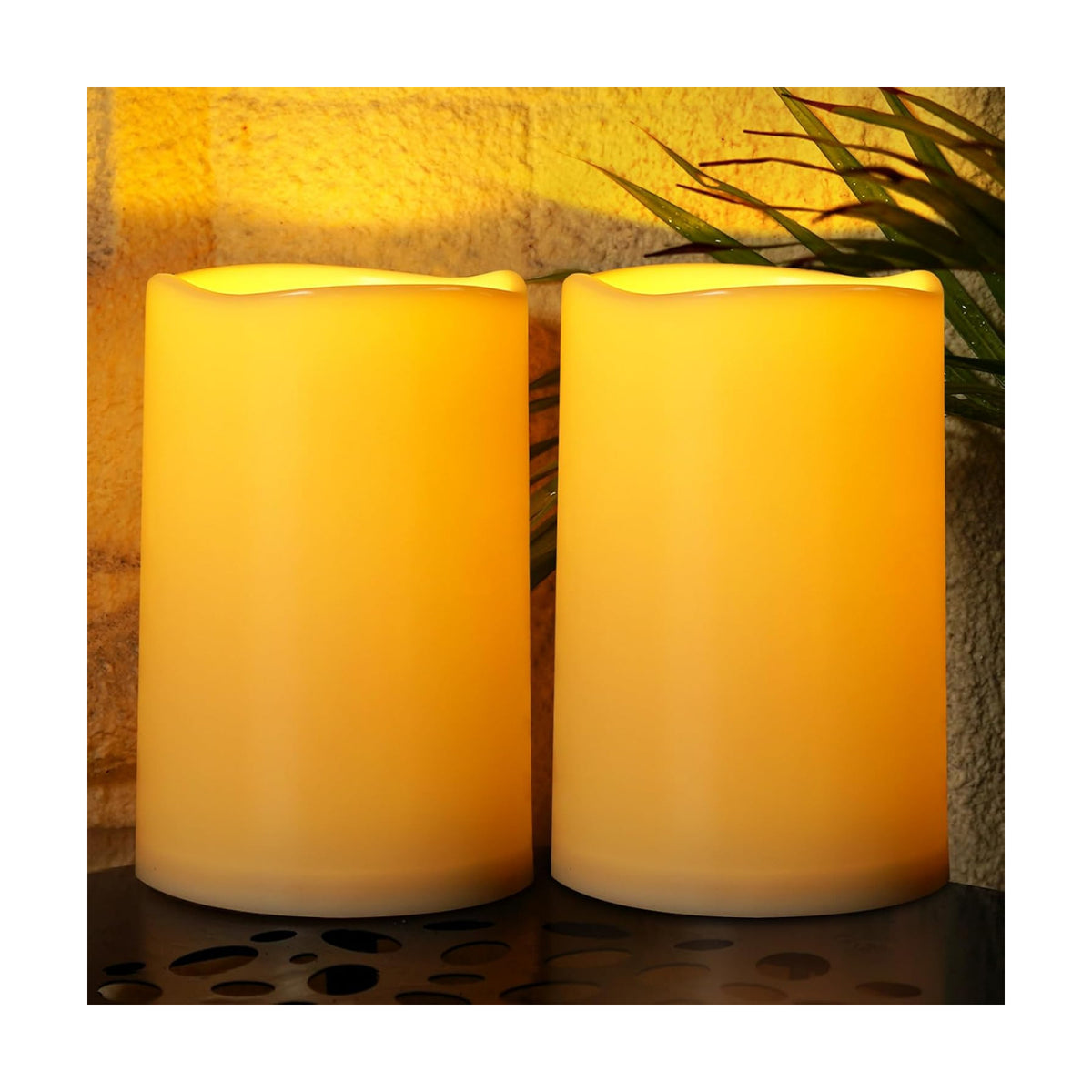 Homemory 6" x 9" Extra Large Outdoor Waterproof Candle with Auto 6H Timer | LED Flickering Pillar Candle Battery